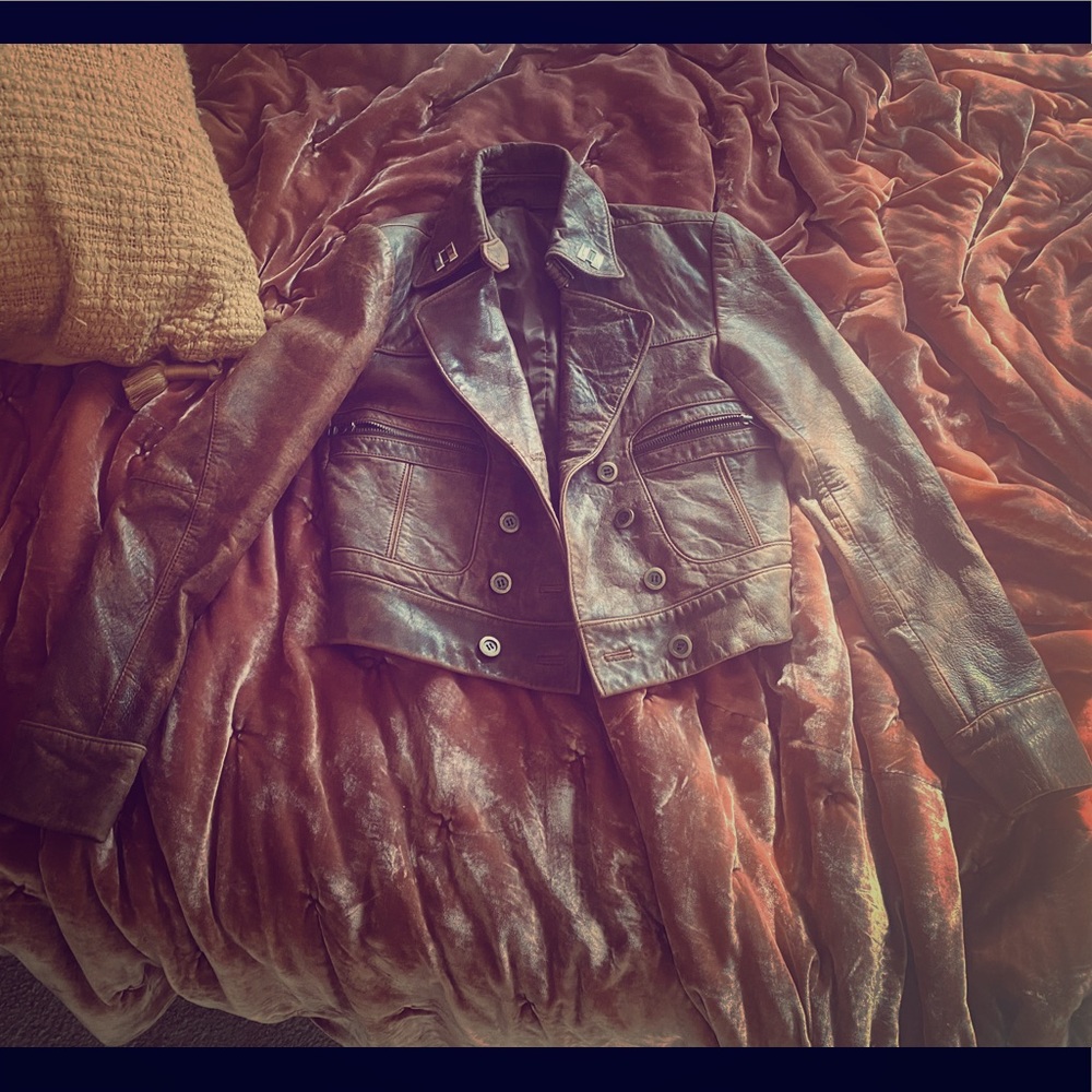 Brown leather jacket
